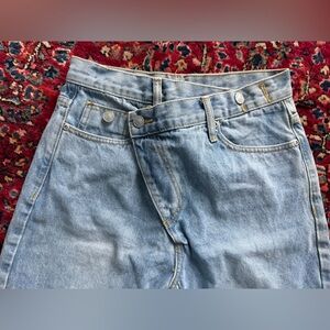 Grey Lab Asymmetrical Wrap front high waist black straight leg jeans  NWT. Sz 26